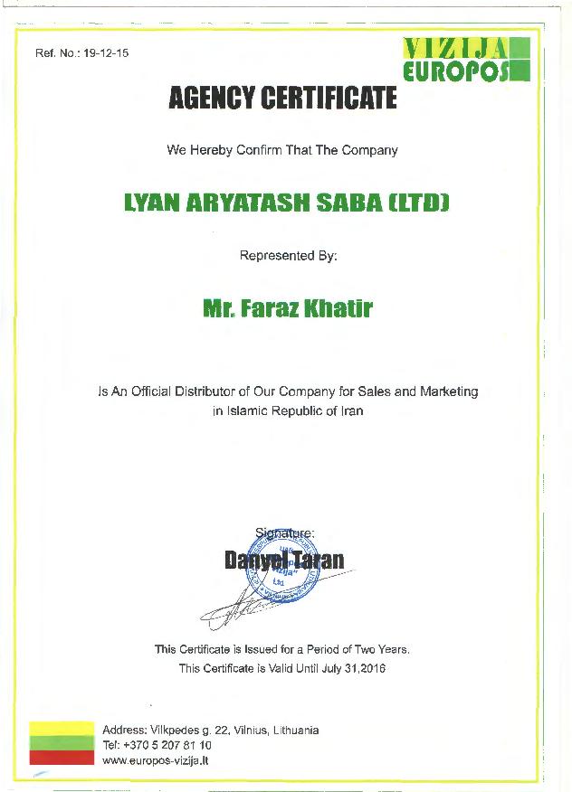 Agency Certificate EUROPOS